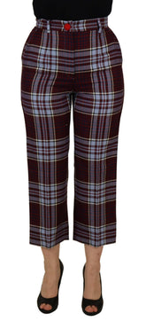 Dolce & Gabbana Gray Checked High Waist Cropped Trouser Pants -   -  Dolce & Gabbana.